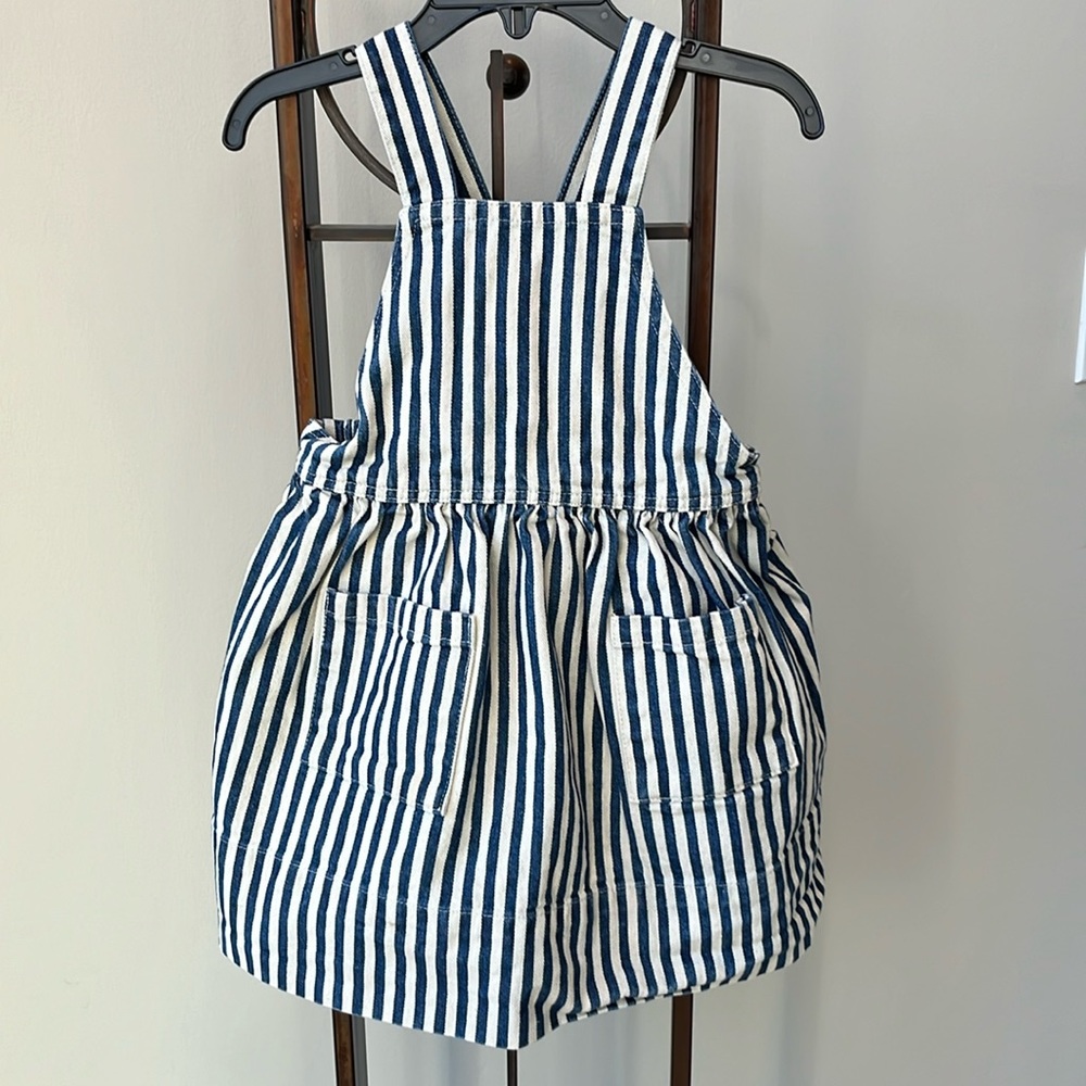 Hey Gang Dress Pinafore Railroad Conductor Striped Japanese Denim Overalls